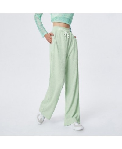 Casual Pants Women Texture Pants Ins Trend 2023 Spring New Color Contrast Letter Wide Leg Pants Trend $46.10 - Bottoms