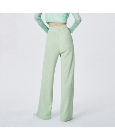 Casual Pants Women Texture Pants Ins Trend 2023 Spring New Color Contrast Letter Wide Leg Pants Trend $46.10 - Bottoms