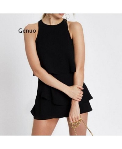 Women Solid Loose Palysuits Summer Chiffon Sleeveless Ladies High Street Overalls Jumpsuits $47.37 - Rompers