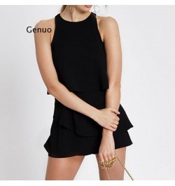 Women Solid Loose Palysuits Summer Chiffon Sleeveless Ladies High Street Overalls Jumpsuits $47.37 - Rompers