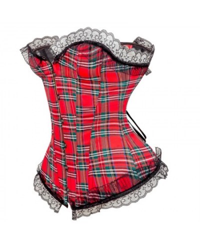 Plaid Corset Top Gothic Bustiers Corsets Modeling Strap Waist Trainer Corset Shapewear Women Belly Sheath Slimming Corselet $...