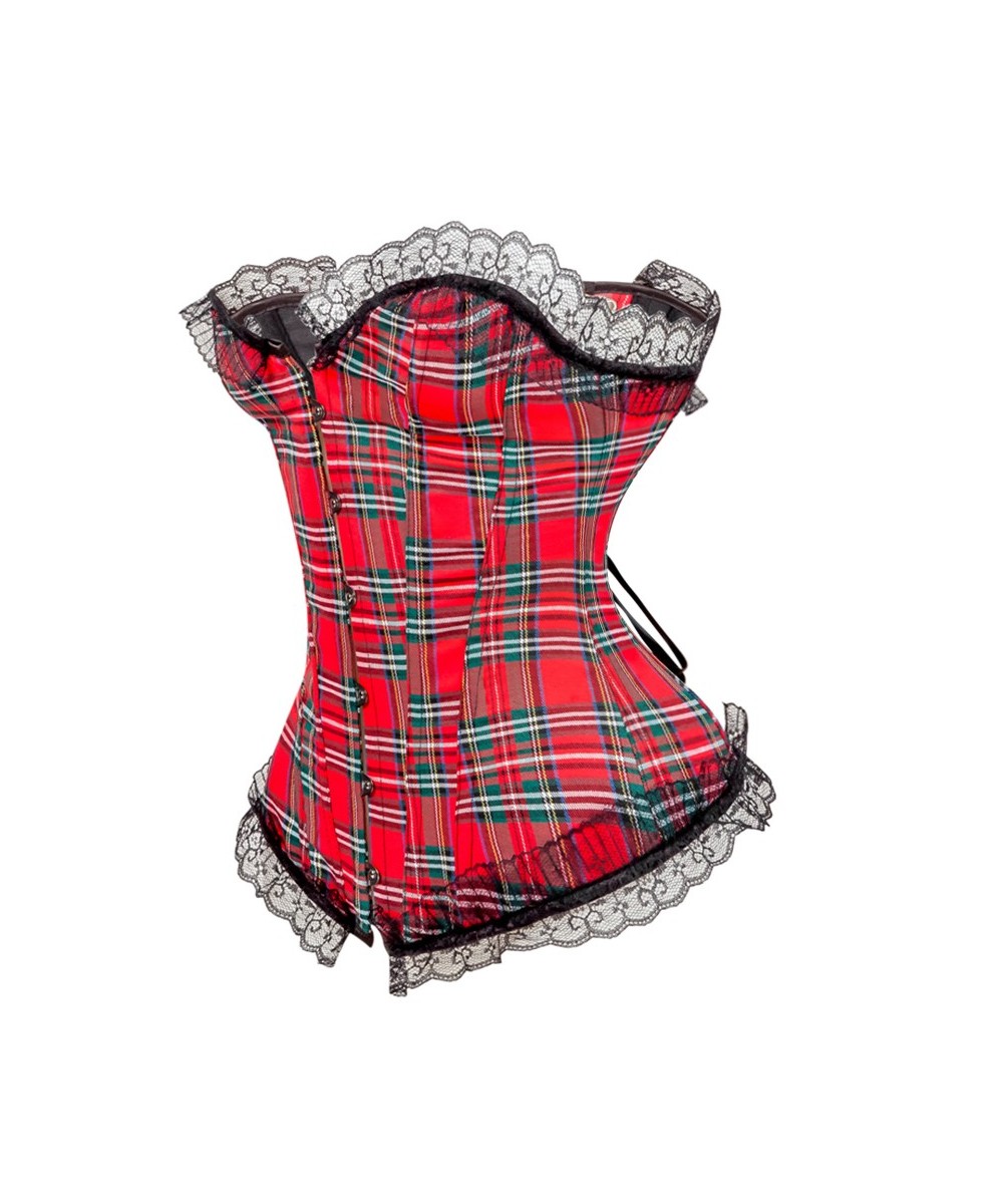 Plaid Corset Top Gothic Bustiers Corsets Modeling Strap Waist Trainer Corset Shapewear Women Belly Sheath Slimming Corselet $...