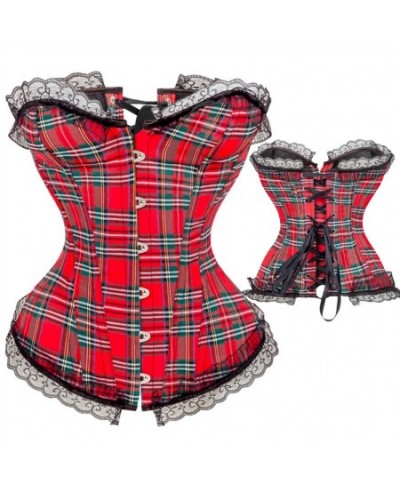 Plaid Corset Top Gothic Bustiers Corsets Modeling Strap Waist Trainer Corset Shapewear Women Belly Sheath Slimming Corselet $...