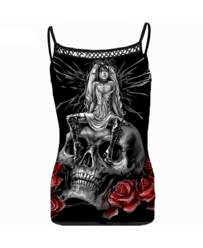 Gothic Skull Print Tank Top Women Sleeveless Steampunk Printing Casual Camis Crop Top Sexy Spaghetti Strap Tank Tops 2022 $22...