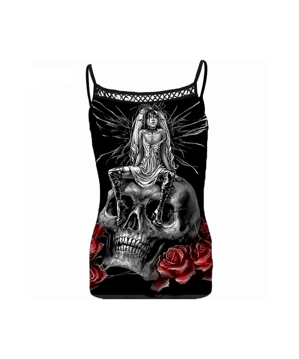 Gothic Skull Print Tank Top Women Sleeveless Steampunk Printing Casual Camis Crop Top Sexy Spaghetti Strap Tank Tops 2022 $22...