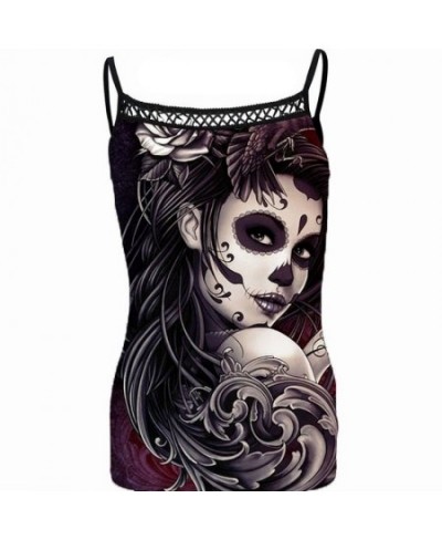 Gothic Skull Print Tank Top Women Sleeveless Steampunk Printing Casual Camis Crop Top Sexy Spaghetti Strap Tank Tops 2022 $22...