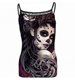 Gothic Skull Print Tank Top Women Sleeveless Steampunk Printing Casual Camis Crop Top Sexy Spaghetti Strap Tank Tops 2022 $22...