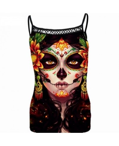 Gothic Skull Print Tank Top Women Sleeveless Steampunk Printing Casual Camis Crop Top Sexy Spaghetti Strap Tank Tops 2022 $22...