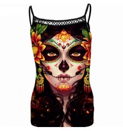 Gothic Skull Print Tank Top Women Sleeveless Steampunk Printing Casual Camis Crop Top Sexy Spaghetti Strap Tank Tops 2022 $22...