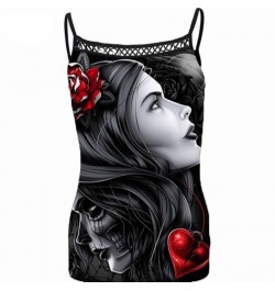 Gothic Skull Print Tank Top Women Sleeveless Steampunk Printing Casual Camis Crop Top Sexy Spaghetti Strap Tank Tops 2022 $22...