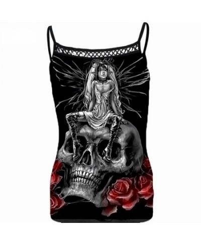 Gothic Skull Print Tank Top Women Sleeveless Steampunk Printing Casual Camis Crop Top Sexy Spaghetti Strap Tank Tops 2022 $22...