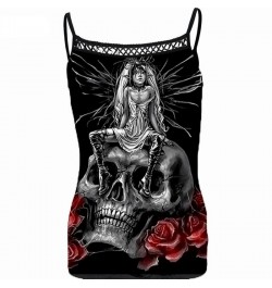 Gothic Skull Print Tank Top Women Sleeveless Steampunk Printing Casual Camis Crop Top Sexy Spaghetti Strap Tank Tops 2022 $22...