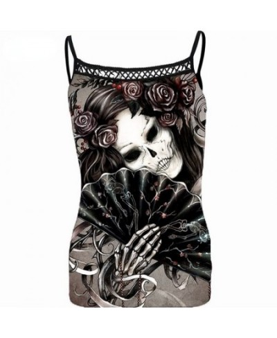 Gothic Skull Print Tank Top Women Sleeveless Steampunk Printing Casual Camis Crop Top Sexy Spaghetti Strap Tank Tops 2022 $22...