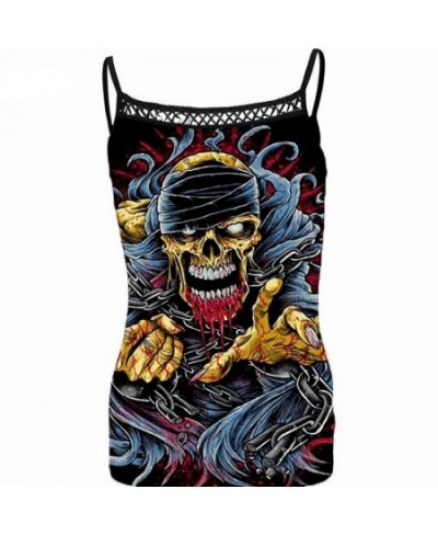 Gothic Skull Print Tank Top Women Sleeveless Steampunk Printing Casual Camis Crop Top Sexy Spaghetti Strap Tank Tops 2022 $22...