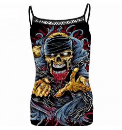 Gothic Skull Print Tank Top Women Sleeveless Steampunk Printing Casual Camis Crop Top Sexy Spaghetti Strap Tank Tops 2022 $22...