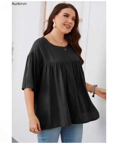 Plus Size Women Clothing Pure Color Ruffles Loose Casual Cool Summer Women's Shirts 2022 Modest Elegant Big Size Women's $45....