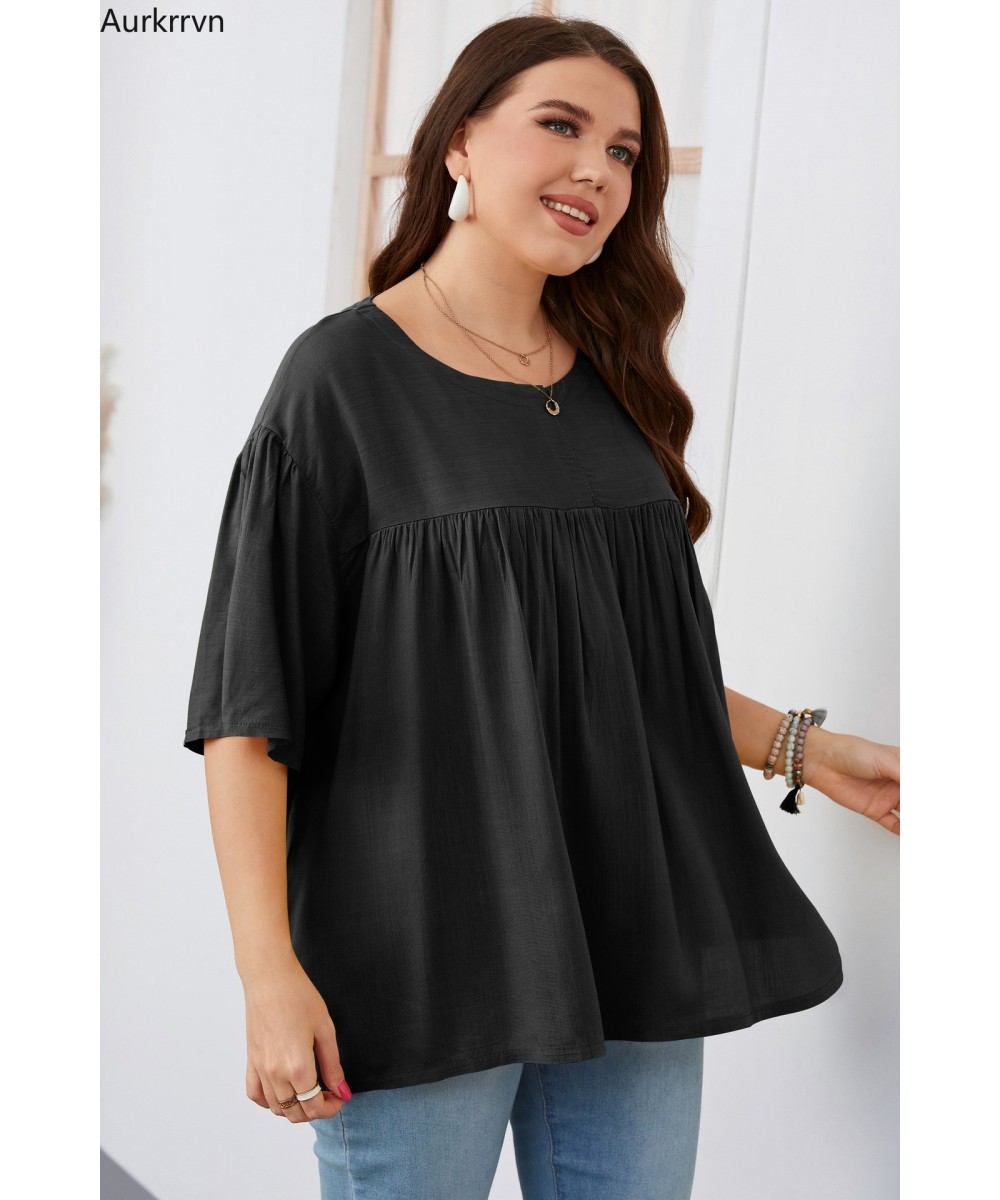 Plus Size Women Clothing Pure Color Ruffles Loose Casual Cool Summer Women's Shirts 2022 Modest Elegant Big Size Women's $45....