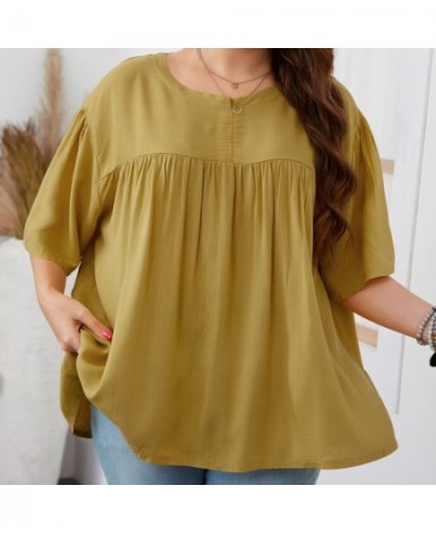 Plus Size Women Clothing Pure Color Ruffles Loose Casual Cool Summer Women's Shirts 2022 Modest Elegant Big Size Women's $45....