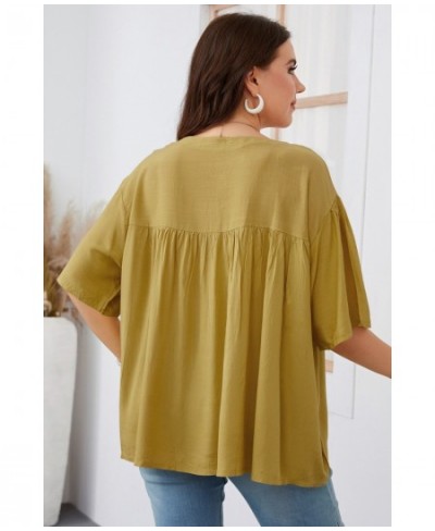 Plus Size Women Clothing Pure Color Ruffles Loose Casual Cool Summer Women's Shirts 2022 Modest Elegant Big Size Women's $45....