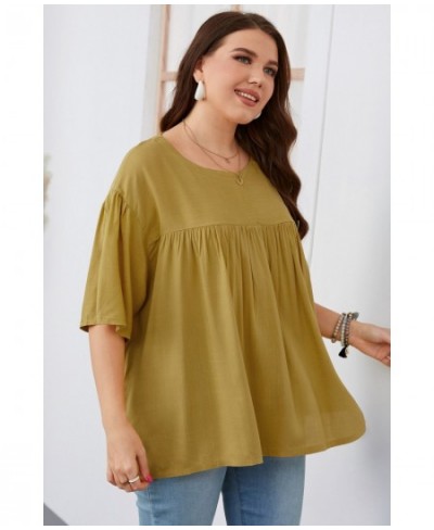 Plus Size Women Clothing Pure Color Ruffles Loose Casual Cool Summer Women's Shirts 2022 Modest Elegant Big Size Women's $45....