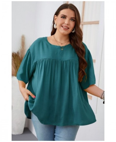 Plus Size Women Clothing Pure Color Ruffles Loose Casual Cool Summer Women's Shirts 2022 Modest Elegant Big Size Women's $45....