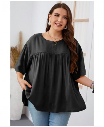 Plus Size Women Clothing Pure Color Ruffles Loose Casual Cool Summer Women's Shirts 2022 Modest Elegant Big Size Women's $45....