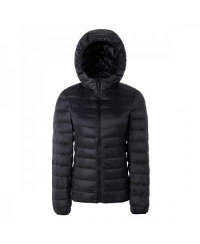 Autumn Winter Women Ultra Light Down Jacket Hooded White Duck Down Lightweight Parkas Female Warm Thin Slim Short Coat AB425 ...