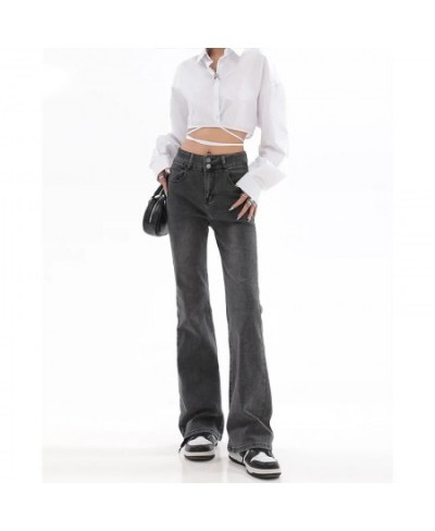 High Waist Flare Jeans For Woman Aesthetic Retro Sexy Denim Sweatpants Streetwear Fashion Harajuku Jeans Trousers $57.01 - Jeans