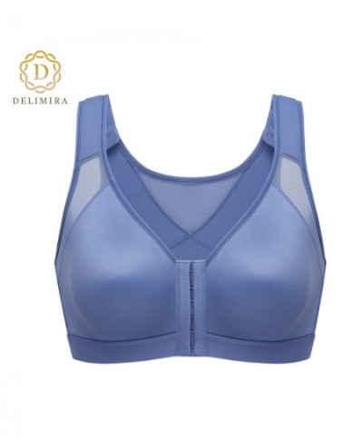 Women's Plus Size Full Coverage Front Closure Wire Free Back Support Posture Bra $53.66 - Underwear