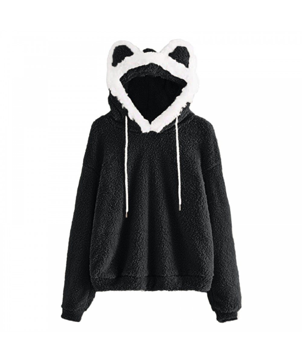 Fluffy Hoodies Women Kawaii Sweatshirt Cute Bear Ear Cap Autumn Winter Warm Pullover Long Sleeve Outwear Fleece Coat Moletom ...