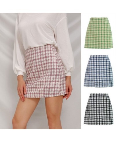 Autumn New Woolen Plaid Skirts Women High Waist Sexy Mini Short Pencil Skirt Women Vintage Black Cotton Harajuku Skirt $30.20...