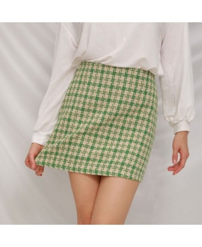 Autumn New Woolen Plaid Skirts Women High Waist Sexy Mini Short Pencil Skirt Women Vintage Black Cotton Harajuku Skirt $30.20...