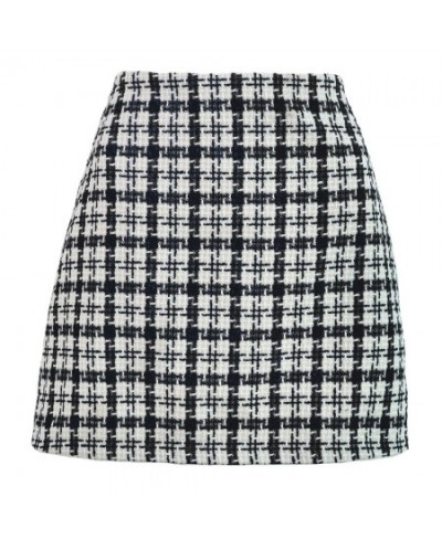 Autumn New Woolen Plaid Skirts Women High Waist Sexy Mini Short Pencil Skirt Women Vintage Black Cotton Harajuku Skirt $30.20...