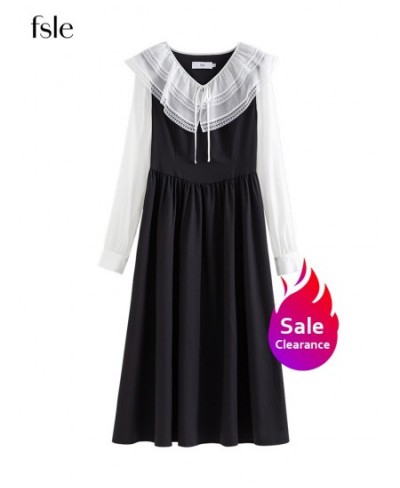 Contrast Color Patchwork Design X-LINE Skirts Ruffled Gentle Chiffon Dress $80.89 - Dresses