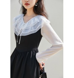 Contrast Color Patchwork Design X-LINE Skirts Ruffled Gentle Chiffon Dress $80.89 - Dresses