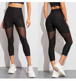 Black Patchwork Mesh Leggings Women's Jeggings Legins Women Leggins Female Elastic Pant Capri Women Fitness Leggings $21.04 -...