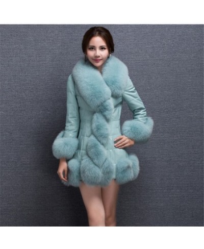 Faux fur coat women winter new Korean long-sleeve fur collar S-3XL white purple black slim fashion faux fur coat LR292 $100.6...