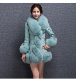 Faux fur coat women winter new Korean long-sleeve fur collar S-3XL white purple black slim fashion faux fur coat LR292 $100.6...