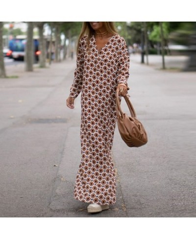 Women Office Elegant Square Neck Single Breasted Long Shirt Dress Casual Loose Dress Fashion Printed Long Sleeve Commuter Dre...