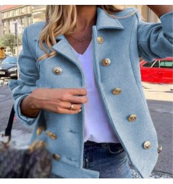 Fashion Solid Lapel Double-breasted Short Coat Autumn Casual Long Sleeve Slim Outerwear Elegant Winter Commuter Wool Jackets ...