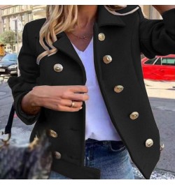 Fashion Solid Lapel Double-breasted Short Coat Autumn Casual Long Sleeve Slim Outerwear Elegant Winter Commuter Wool Jackets ...