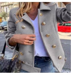 Fashion Solid Lapel Double-breasted Short Coat Autumn Casual Long Sleeve Slim Outerwear Elegant Winter Commuter Wool Jackets ...