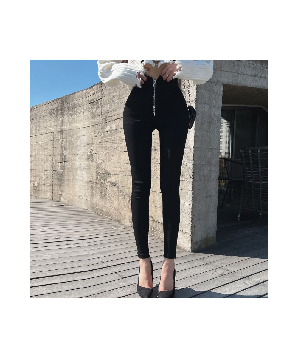 Han edition of the new giant ~ sexy legs show thin show zipper foot tall waist black pants $46.66 - Jeans