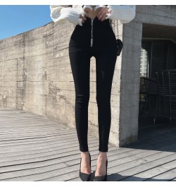 Han edition of the new giant ~ sexy legs show thin show zipper foot tall waist black pants $46.66 - Jeans