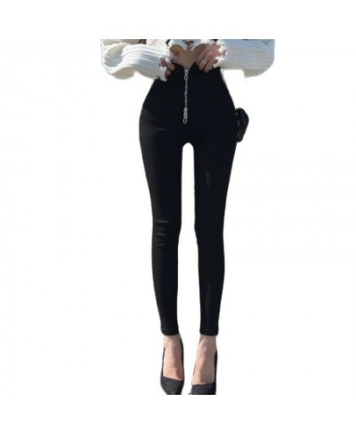 Han edition of the new giant ~ sexy legs show thin show zipper foot tall waist black pants $46.66 - Jeans