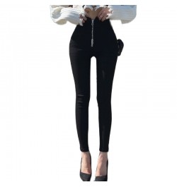 Han edition of the new giant ~ sexy legs show thin show zipper foot tall waist black pants $46.66 - Jeans