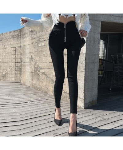 Han edition of the new giant ~ sexy legs show thin show zipper foot tall waist black pants $46.66 - Jeans