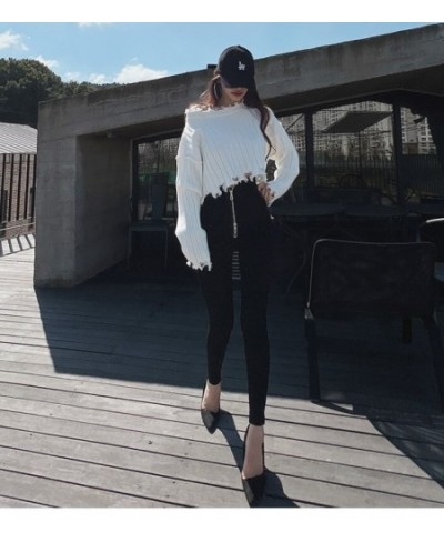 Han edition of the new giant ~ sexy legs show thin show zipper foot tall waist black pants $46.66 - Jeans