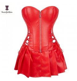 wholesale price fashion design sexy bustier front zipper leather corselect dress corset with min skirt plus size s-6xl Dresse...