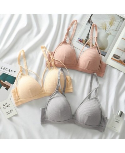 Sexy Women Bra Wire Free Brassiere Push Up Lingerie French Triangle Cup Bra Underwear Thread Top Female Intimates Bralette $1...